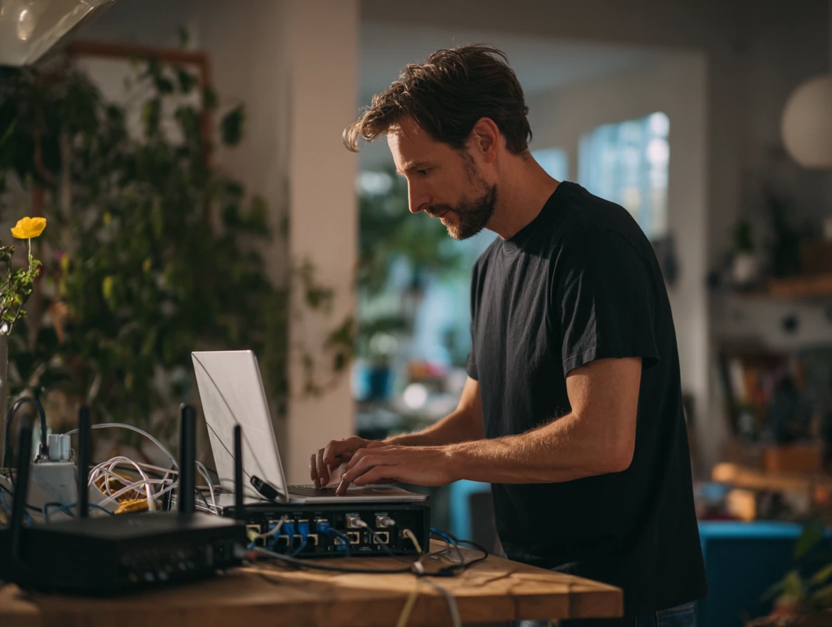 A technician diagnosing and repairing a computer